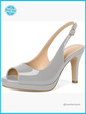 Peep Toe Platform Slingback Heels 3.5 Inch High Heel Dress Shoes Stiletto Party